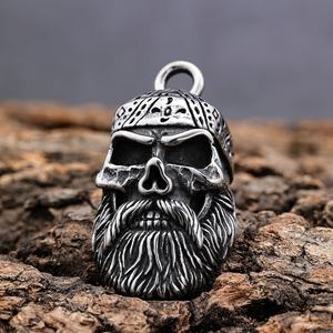 Vintage Barbe Crâne Moto Cloches En Acier Inoxydable <span class=keywords><strong>Bonne</strong></span> Chance Biker Cloches Moto Accessoires Protéger Le Cavalier - Product Image 3