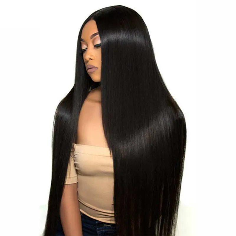 40inch 150% Density Silky Straight Pre Plucked Transparent Lace Front Wigs Virgin Human Hair 13X4 Lace Frontal Wigs For Women