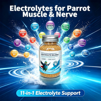 Kuşlar için Vitaminli, Amino Asitli, Kalsiyumlu, Demirli, Çinkolu Elektrolit Tozu, Papağanlar ve Kümes Hayvanları için Rehidratasyon ve Stres İyileştirme, 60g