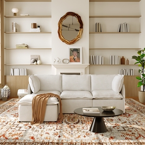 VOXHOME Divano Modulare in Stile Italiano di Lusso Leggero, Tessuto Simil-Lino, Spugna ad Alta Densità, <span class=keywords><strong>Arredamento</strong></span> per <span class=keywords><strong>Soggiorno</strong></span> - Product Image 1