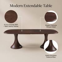 Table à manger extensible en placage de noyer de luxe moderne, fabrication chinoise, service OEM ODM, couleur personnalisée, écologique, imperméable