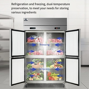 <span class=keywords><strong>Congélateur</strong></span> vertical mobile à <span class=keywords><strong>double</strong></span> température en acier inoxydable à 4 portes, classe énergétique A, adapté à la restauration - Product Image 5