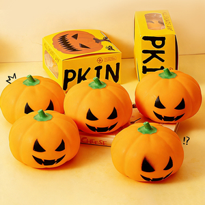High Quality TPR Halloween Pumpkin Squishy Slow Return Hand Exercise <b>Squeeze</b> Stress Relieve Mochi Toys for Kids and Adults - Product Image 1