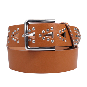Geometric Triangle Cutout Studded Leather <strong>Belt</strong> Western Style Hollow Out Studded Rivet Leather Keeper <strong>Women</strong> <strong>Belt</strong> <strong>for</strong> <strong>Jeans</strong> - Product Image 3