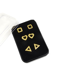 Juego de Accesorios de Moda Geométricos Chapados en Oro de 24 Quilates para Pendientes, Paquete de 3, Corazón, Cuadrado, Triángulo, Minimalistas, para Uso Diario de Mujeres - Product Image 4