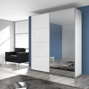 Armadio Guardaroba Moderno Personalizzato del 2021 in Legno Bianco Lucido per Camera da Letto con Specchio e 2 Ante Scorrevoli - Product Image 5