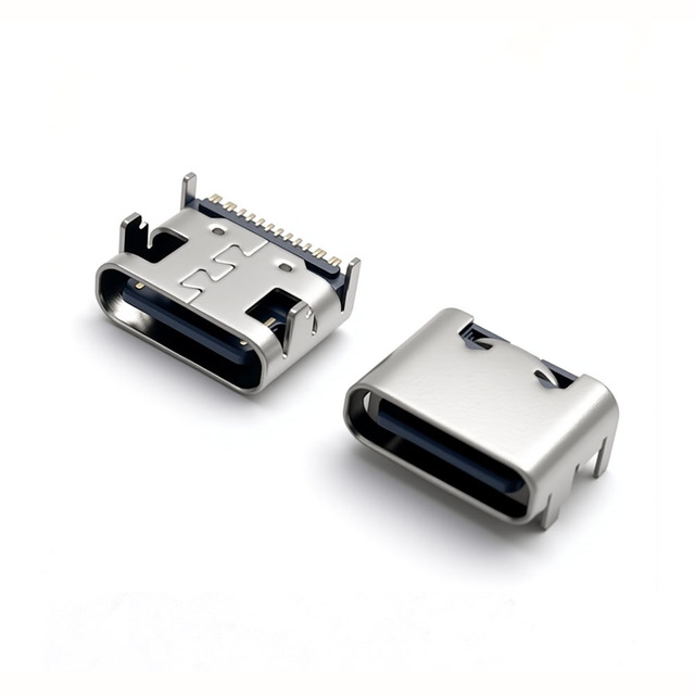 AK Electronics OEM USB-C Female 16-Pin Socket Connector Data Transmission Charging Function LCP Material Horizontal SMT for PCB
