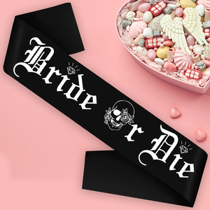 Fascia Nera in Raso 'Bride or Die' fino alla <span class=keywords><strong>Morte</strong></span>, Divertente Fascia per Addio al Nubilato, Fascia 'Bride to Be' per Festa Prematrimoniale - Product Image 5