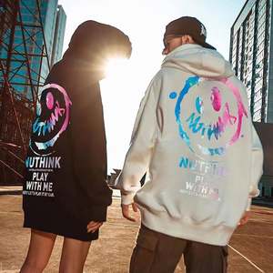 Sudaderas con capucha de manga larga Parejas Hip-Hop Streetwear Serigrafía Sudadera con capucha Sin bolsillos Street Pullover Top Sudaderas de gran tamaño - Product Image 2