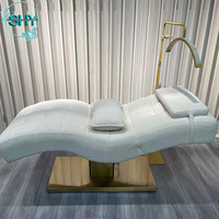 Table de massage électrique de luxe à 1 moteur avec revêtement en cuir PU, cadre métallique, dossier et repose-jambes réglables, lit de spa commercial durable