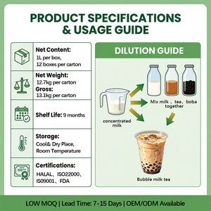 <span class=keywords><strong>Lait</strong></span> concentré UHT certifié Halal 1L, ingrédients pour Bubble Tea, <span class=keywords><strong>lait</strong></span> évaporé épais de bufflonne - Product Image 4