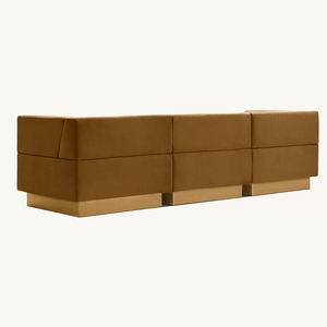 طقم أريكة تشيسترفيلد RH <span class=keywords><strong>HARVEY</strong></span> PROBBER CUBO، أريكة قطاعية معيارية من 3 قطع بتصميم مائل، تنجيد قماشي بني لغرفة المعيشة - Product Image 5