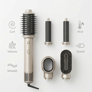 ไดร์เป่าผมความเร็วสูง 1000W เครื่องหนีบผม เครื่องม้วนผม แปรงลมร้อนประจุลบ เครื่องจัดแต่งทรงผม หัวเป่าลมแบบรวม 5-in-1 ใช้ได้ทั้งในโรงแรมและนอกสถานที่ - Product Image 3