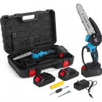 Mini tronçonneuse sans fil AOTUO 21V, 6 pouces, batterie Li-ion rechargeable, qualité industrielle, idéale pour la coupe du bois, l'abattage et la taille des arbres dans les fermes