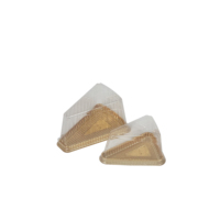 Boîte d'emballage individuelle pour tranches de gâteau, logo personnalisé, boîte triangulaire en plastique noir pour tranches de mousse au fromage avec couvercle transparent