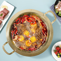 Poêle à paella commerciale en acier inoxydable martelé de 26/28/30 cm, plat à fruits de mer, écrevisses et homards pour restaurant