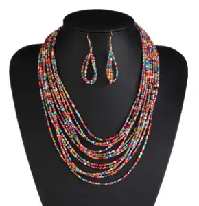 Fashion jewelry set for Women Beads necklace and earrings set Bohemian style beads jewelry set CDN00165