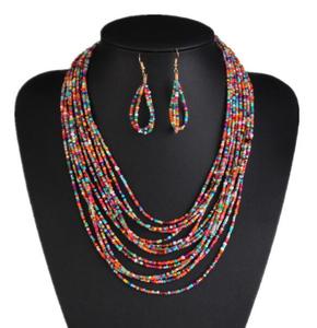 <strong>Fashion</strong> <strong>Jewelry</strong> <strong>Set</strong> for Women Beads Necklace and Earrings <strong>Set</strong> Bohemian Style Beads <strong>Jewelry</strong> <strong>Set</strong> CDN00165 - Product Image 1