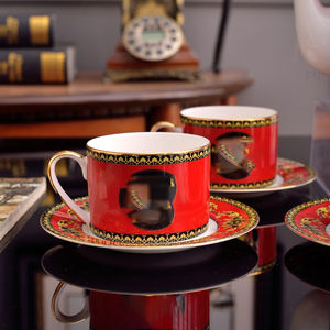 Service à café en porcelaine rouge de luxe nordique à bas prix, décoration d'intérieur - Product Image 3