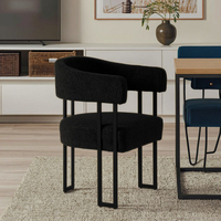 Ensemble de chaises de salle à manger 4 pièces modernes du milieu du siècle Chaises d'appoint latérales en tonneau noir Fauteuils à dossier incurvé Boucle Appartements rembourrés
