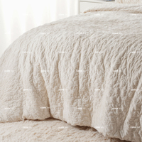 Parure de lit 3 pièces jacquard couleur unie 300TC, drap-housse moderne, simple et minimaliste, tissé, pour la maison et l'hôtellerie