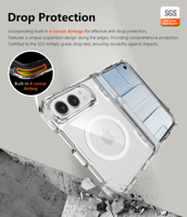Casing Ponsel Akrilik Transparan Magnetik dengan Penyangga Terintegrasi untuk iPhone Duo 18, Cetak Logo Kustom, Penutup Pelindung Transparan, Supplier