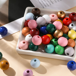 Hemu Wood <b>Beads</b> 16mm Round Colored <b>Loose</b> <b>Beads</b> For Jewelry Making DIY Accessories Bulk Pack - Product Image 4
