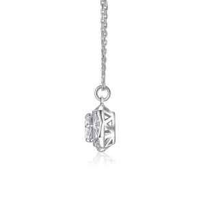 Collier pendentif halo octogonal en argent sterling 925, zircon cubique, design tendance, cadeau de mariage ou de fiançailles pour femme - Product Image 3