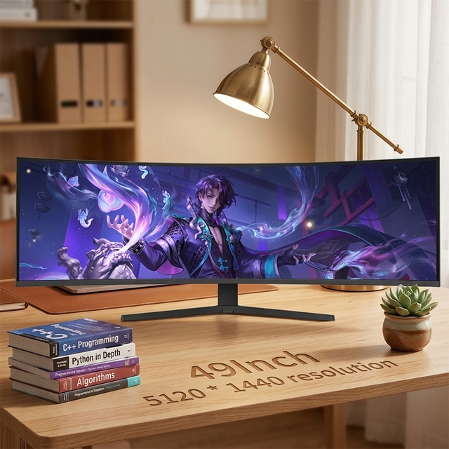 49 Inch LED Curved Gaming Monitor 4K Wide Screen 165Hz Refresh Rate HDR PBP Split Screen HVA Panel DP65W for Desktop New Product