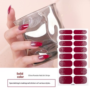 16 Autocollants <span class=keywords><strong>pour</strong></span> ongles pré-dessinés, forme carrée, style français, couvrance totale, avec motifs dégradés couleur unie, poudre d'oignon, rose, tulipe - Product Image 2
