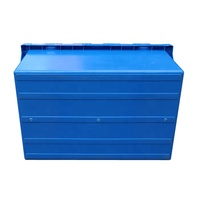 QS Bacs de Manutention Empilables Emboîtables pour Logistique, Robuste, en Plastique, avec Couvercle, 80L, Rectangulaire, Paroi Pleine, Grande Caisse de Rangement