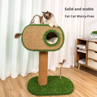 Arbre à chat moderne de luxe en bois massif avec griffoir, design multi-niveaux, durable et écologique