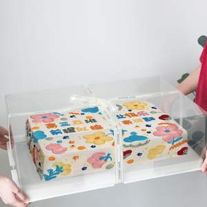 Boîte à gâteaux en dalle rectangulaire de qualité supérieure 28*20*7 "boîte d'emballage de gâteau de célébration de fête de mariage de remise des diplômes entièrement transparente - Product Image 4