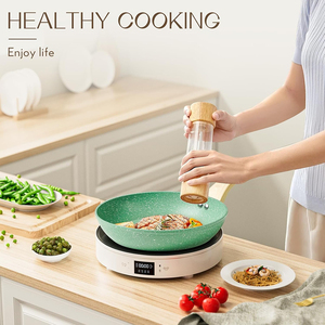 Modern Ceramic Non-Stick Aluminum Fry <b>Pan</b> Set Soft Touch Handle for Gas <b>Induction</b> Cooker Frying <b>Pan</b> - Product Image 3