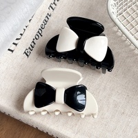 Pince à cheveux de style mode, élégante, en acétate, avec nœud et blocs de couleur, haut de gamme, simple, de taille moyenne, pour chignon féminin, cadeau, pince requin, pince griffe