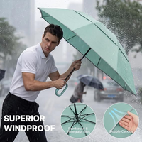 Parapluie pliable Ovida avec boucle annulaire, parapluie inversé compact de voyage avec bande réfléchissante, automatique et coupe-vent pour la pluie