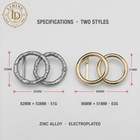 Boucle de ceinture à double anneau entrelacé en alliage de zinc, finition martelée argentée et lisse dorée, deux styles, pour ceintures de taille femme, vente en gros