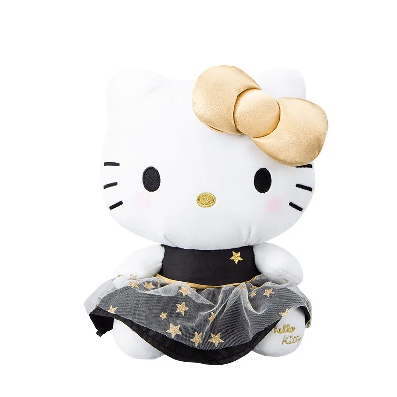 Sanrio Hellokitty उम्दा चित्रा वेलेंटाइन दिवस उपहार बच्चों के आलीशान खिलौना सोने लाइसेंस प्राप्त प्रामाणिक काले हैलो किट्टी बिल्ली यूनिसेक्स