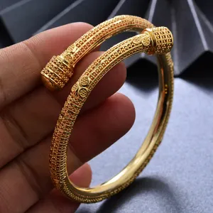 Dubai Wholesale Gold Color Bangle African Wedding Party Bracelet Jewelry Gift Hawaiian Arab Charm Bangle