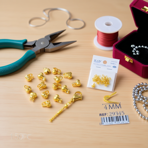 Connettore Ilan per catena a sfere da 4 mm, 150 pezzi, componenti per gioielli placcati in oro - Product Image 2