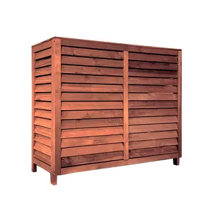 Massief Houten Buitenste Louvre Bloem Stand Opbergrek Ac Cover Airconditioner