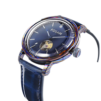 Reloj Mecánico de Moda 90S5 Personalizado de Fábrica, Correa de Cuero, Relojes Mecánicos Blue Star con Caja de Titanio Damasco