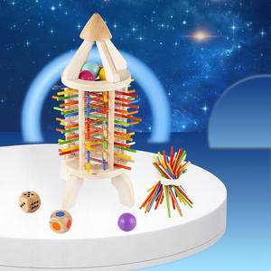 Juguete Educativo de Diseño Innovador, Torre de Juego de Palitos de Madera Acrílica en Forma de Cohete, Clasificación de Colores, Equilibrio, Bolas que Caen, para Niños - Product Image 4