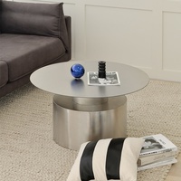 Table basse minimaliste moderne en acier inoxydable pour la maison, combinaison nordique créative, table d'appoint de salon, luxe léger