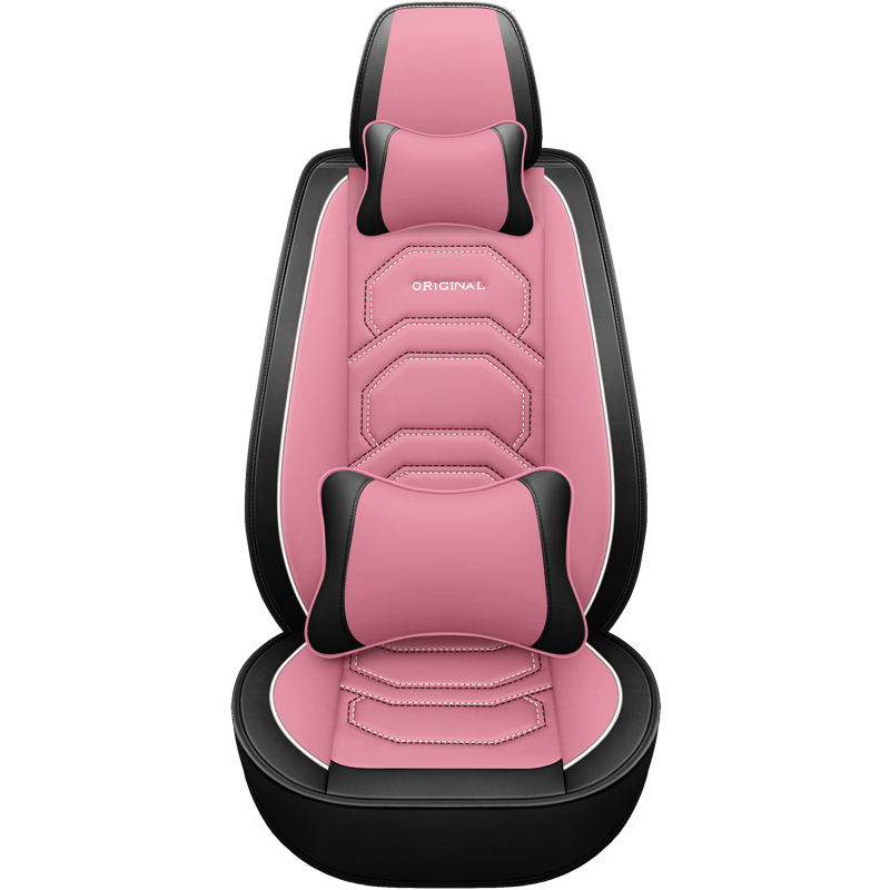Luxury Full Set Car Seat Covers Universal Pink for VW Polo