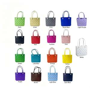 おしゃれな<span class=keywords><strong>EVA</strong></span>ビーチハンドバッグ、DIY可能、防水シリコンゴム製、花飾り付き、洗えるビーチバッグ - Product Image 5