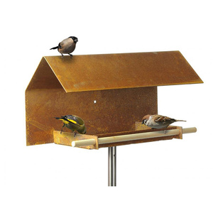 JH-Mech-Mangeoire à oiseaux suspendue en métal de forme carrée en acier corten - Product Image 2