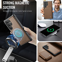 Étui pour téléphone Samsung Galaxy S26 Ultra avec support magnétique pour recharge sans fil et porte-cartes en similicuir, compatible S25 Plus S24 S23 S22 A56 A36 A26