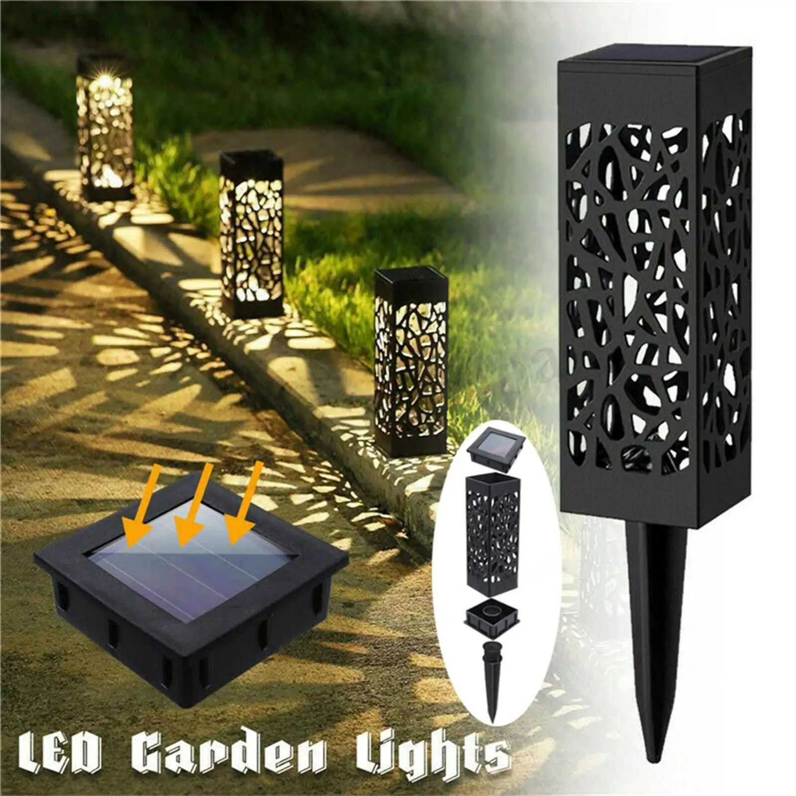 Waterproof Outdoor Landscape LED Solar Lawn Light Pathway Garden Lamp Decor Hollow Out Modern Style