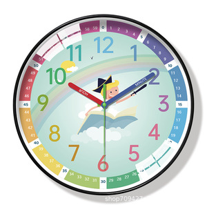 <span class=keywords><strong>Horloge</strong></span> <span class=keywords><strong>murale</strong></span> silencieuse de 16 pouces, grand format, <span class=keywords><strong>à</strong></span> mouvement <span class=keywords><strong>à</strong></span> quartz, sans perçage, pour l'apprentissage précoce des enfants, style dessin animé, pour salon - Product Image 6